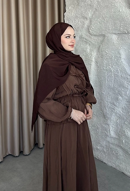PAMUKLU MEDİNE İPEĞİ KOYU KAHVE