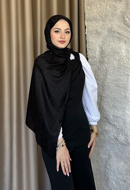 KİBRİT DESEN JAKAR ŞAL SİYAH
