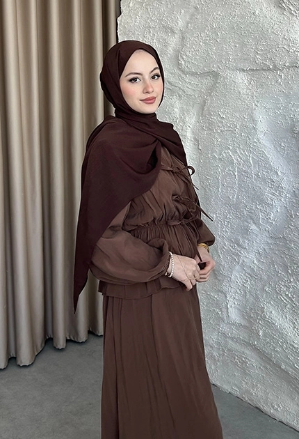 PAMUKLU MEDİNE İPEĞİ KOYU KAHVE