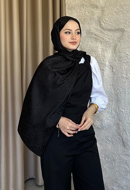 KİBRİT DESEN JAKAR ŞAL SİYAH