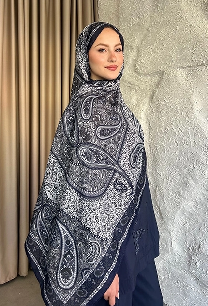 SOFT PAMUK ETNİK DESEN D4 LACİVERT