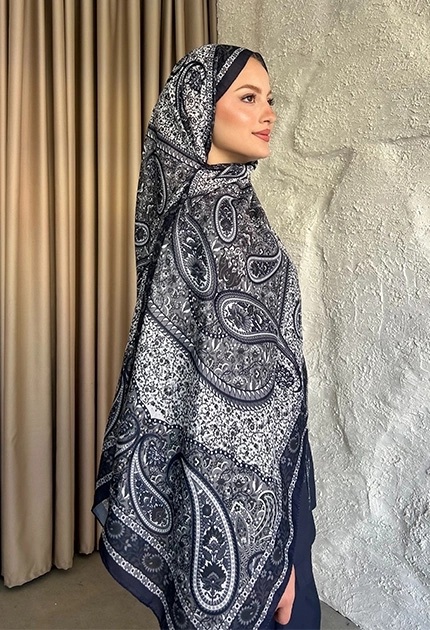 SOFT PAMUK ETNİK DESEN D4 LACİVERT