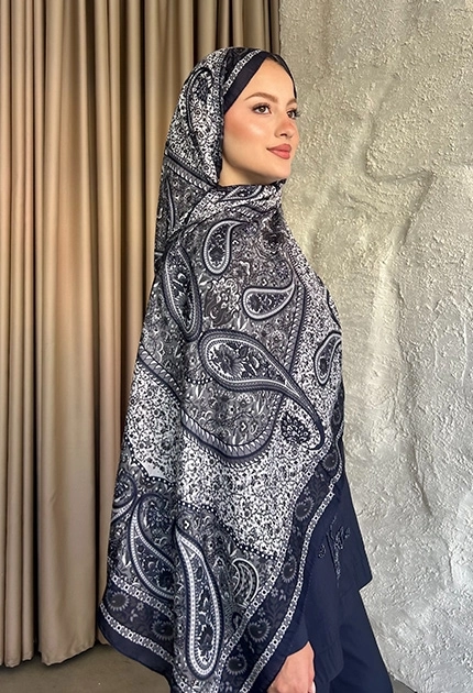 SOFT PAMUK ETNİK DESEN D4 LACİVERT