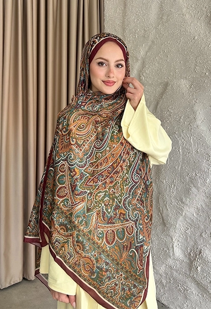 SOFT PAMUK ETNİK DESEN D3 BORDO & HAKİ