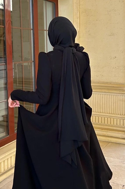 ABİYE ŞAL SİYAH  (80X250 CM )