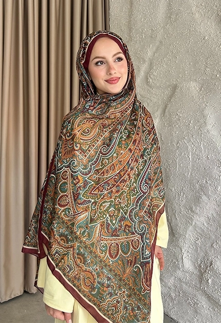 SOFT PAMUK ETNİK DESEN D3 BORDO & HAKİ