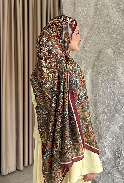 SOFT PAMUK ETNİK DESEN D3 BORDO & HAKİ
