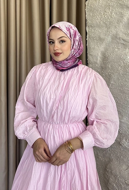 TWİLL İPEK EŞARP ETNİK DESEN PEMBE 