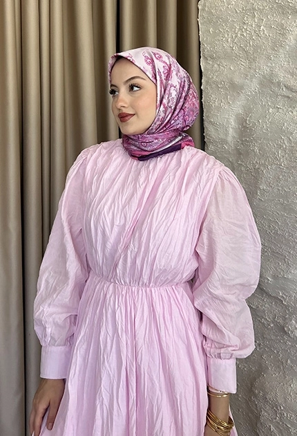 TWİLL İPEK EŞARP ETNİK DESEN PEMBE 