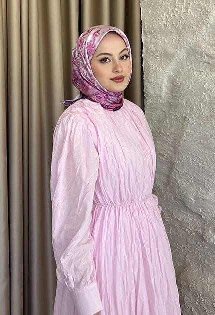 TWİLL İPEK EŞARP ETNİK DESEN PEMBE 