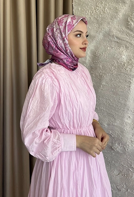 TWİLL İPEK EŞARP ETNİK DESEN PEMBE 