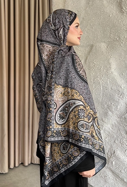 SOFT PAMUK ETNİK DESEN D4 SİYAH & KAHVE 