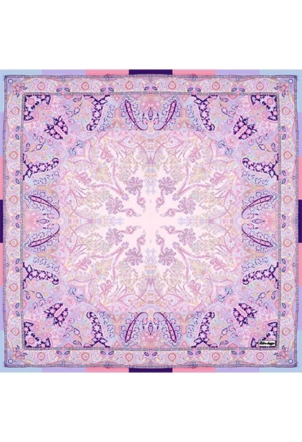TWİLL İPEK EŞARP ETNİK DESEN PEMBE 