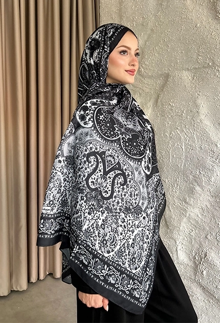 SOFT PAMUK ETNİK DESEN D5 SİYAH