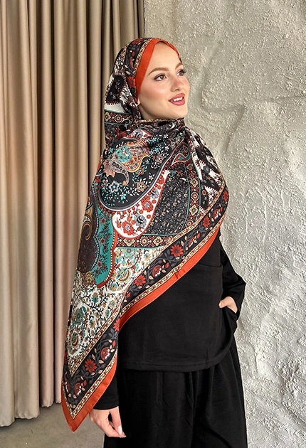 SOFT PAMUK ETNİK DESEN D5 TURUNCU 