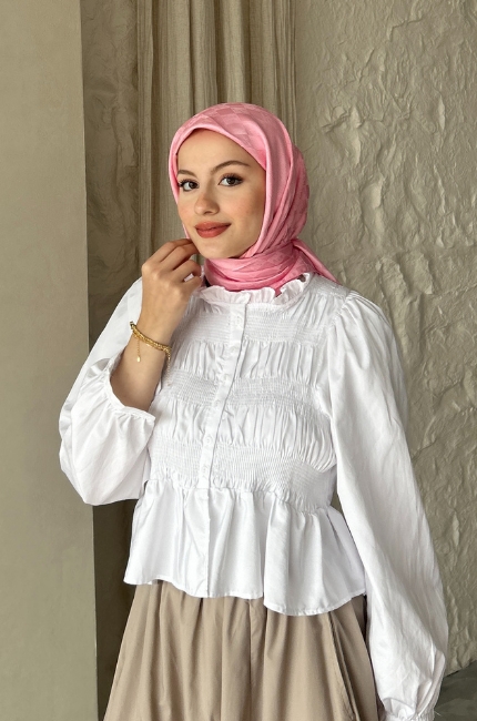 JAKAR DAMA DESEN EŞARP TOZ PEMBE 
