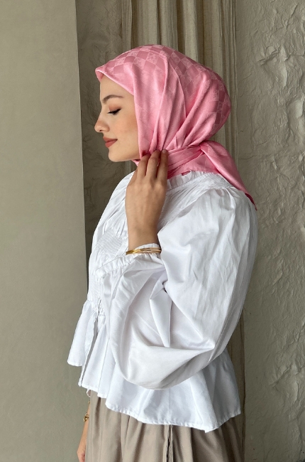 JAKAR DAMA DESEN EŞARP TOZ PEMBE 