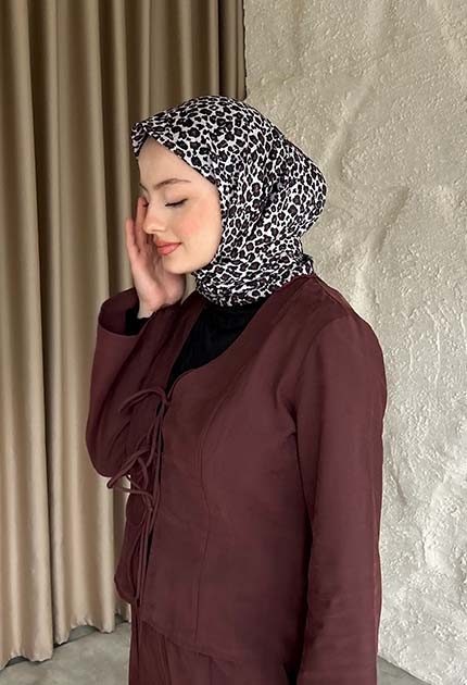 LEOPAR DESEN EŞARP BORDO