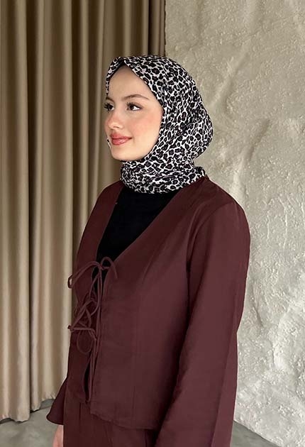LEOPAR DESEN EŞARP BORDO