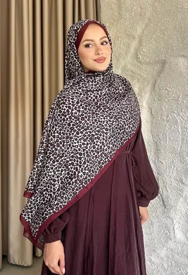 SOFT PAMUK LEOPAR DESEN BORDO