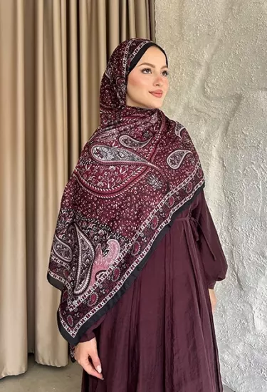 SOFT PAMUK ETNİK DESEN D4 BORDO