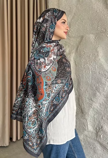 SOFT PAMUK ETNİK DESEN D5 ANTRASİT