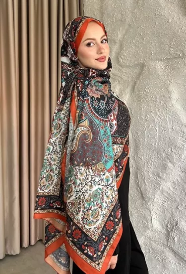 SOFT PAMUK ETNİK DESEN D5 TURUNCU 