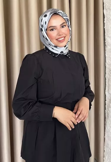 TWİLL İPEK EŞARP 4 KÖŞE SİYAH