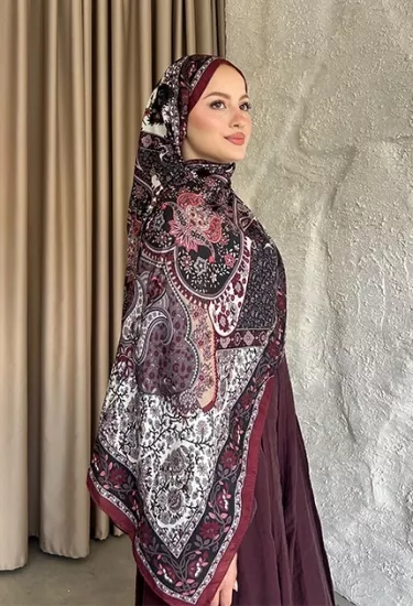SOFT PAMUK ETNİK DESEN D5 BORDO & KREM