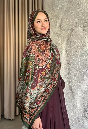 SOFT PAMUK ETNİK DESEN D5 YEŞİL