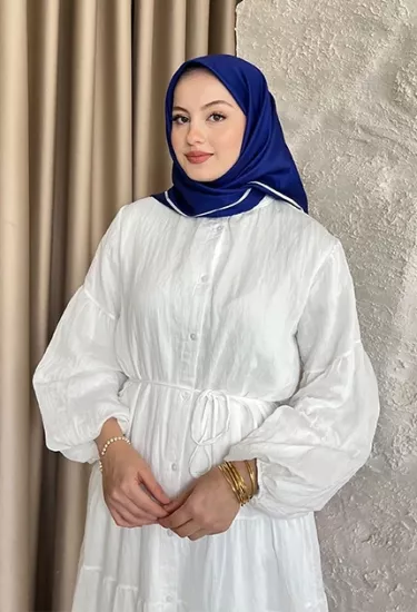 TWİLL İPEK EŞARP  DÜZ SAKS