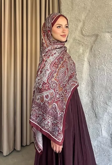 SOFT PAMUK ETNİK DESEN D3 BORDO