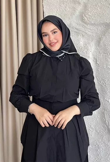 TWİLL İPEK EŞARP  DÜZ SİYAH