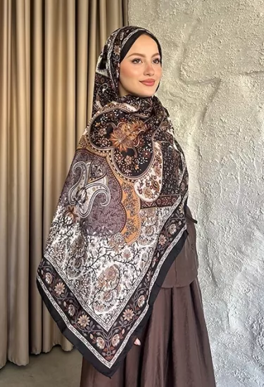 SOFT PAMUK ETNİK DESEN D5 SİYAH & KAHVE 