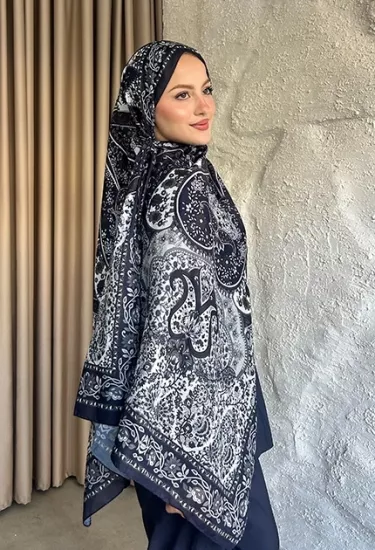 SOFT PAMUK ETNİK DESEN D5 LACİVERT