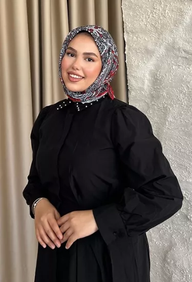 ETNİK DESEN EŞARP D1 SİYAH & KIRMIZI 