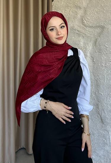KİBRİT DESEN JAKAR ŞAL BORDO 