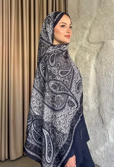 SOFT PAMUK ETNİK DESEN D4 LACİVERT