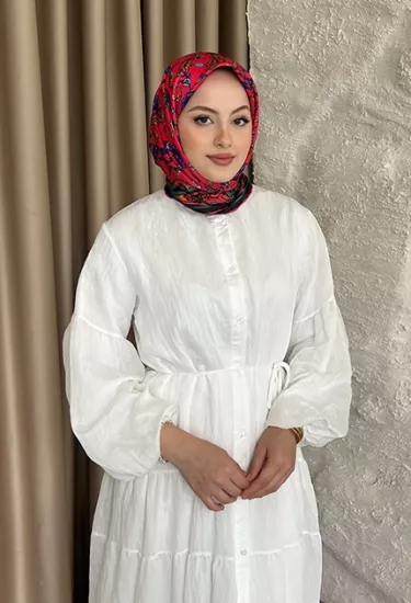 TWİLL İPEK EŞARP D1 ETNİK DESEN FUŞYA