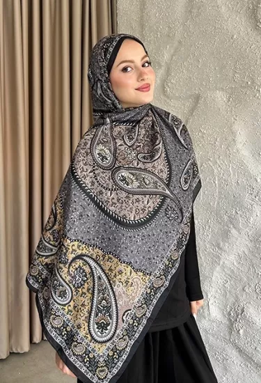 SOFT PAMUK ETNİK DESEN D4 SİYAH & KAHVE 