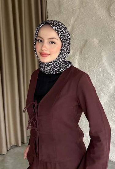 LEOPAR DESEN EŞARP BORDO